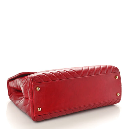 Chanel Calfskin Chevron Quilted Large Coco Handle Flap Red 4 of 12