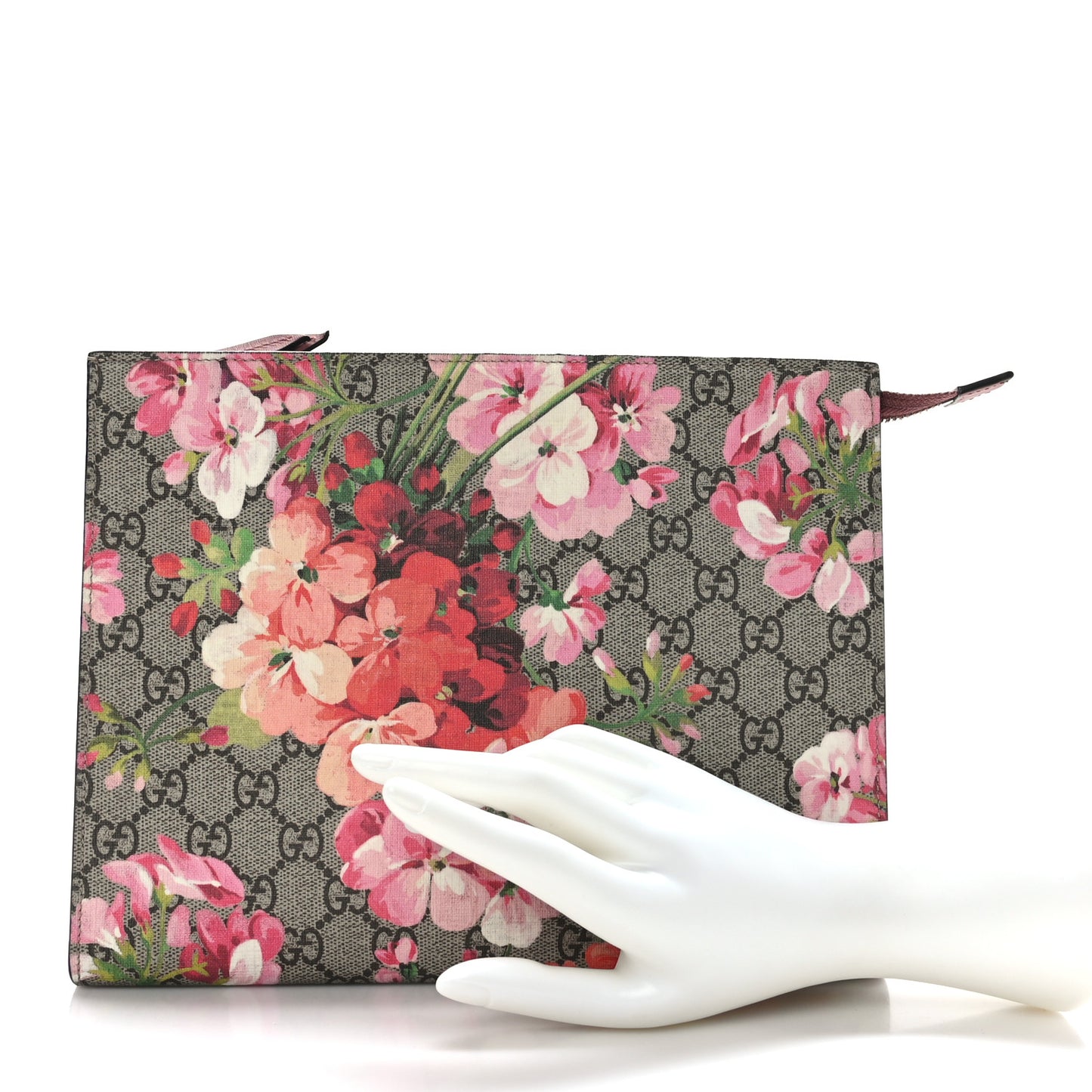 GG Supreme Monogram Blooms Large Cosmetic Case Beige Multicolor Dry Rose