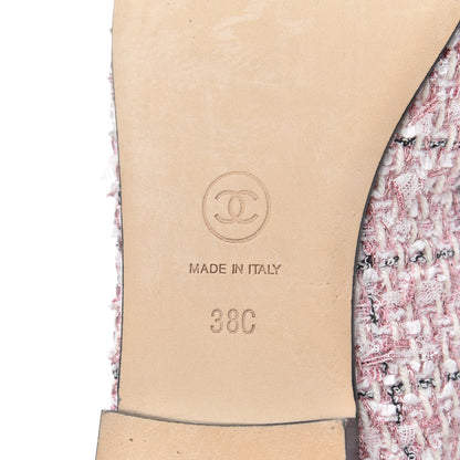 Chanel Tweed Grosgrain Cap Toe Ballerina Flats 38 Pink Black 7 of 17