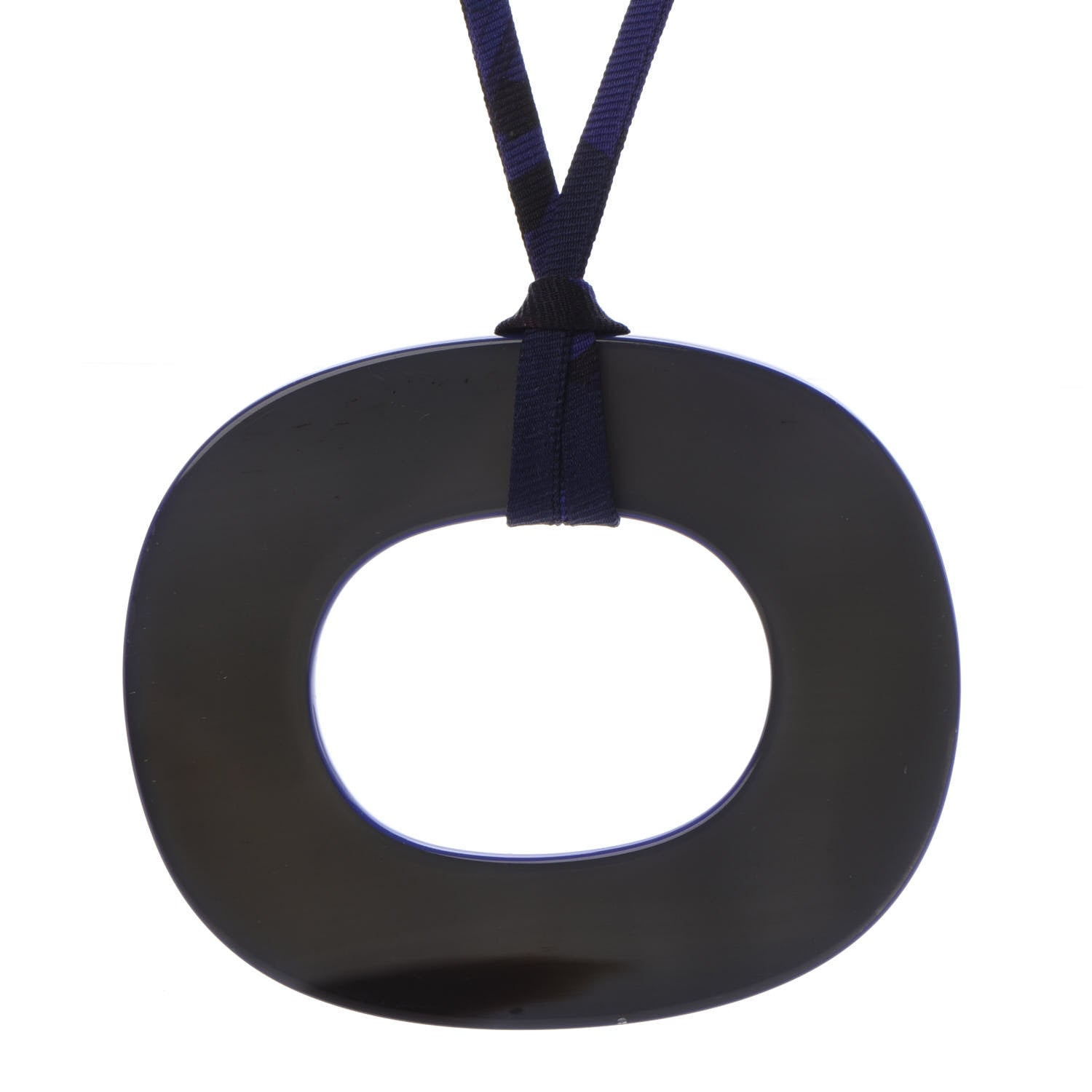 Hermes Lacquered Buffalo Horn Small Dip Dye Pendant Necklace Bleu Imperial 5 of 7
