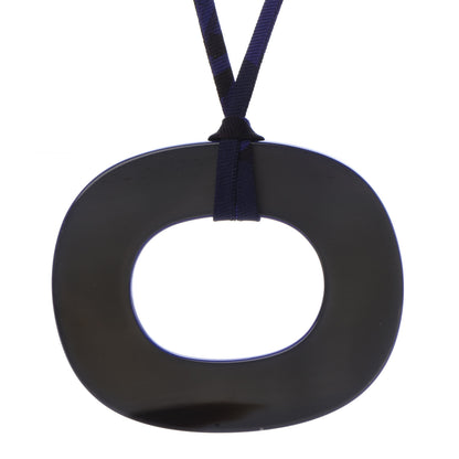 Hermes Lacquered Buffalo Horn Small Dip Dye Pendant Necklace Bleu Imperial 5 of 7