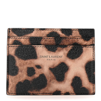 Saint Laurent Calfskin Leopard Print Card Case Manto Naturale 1 of 7
