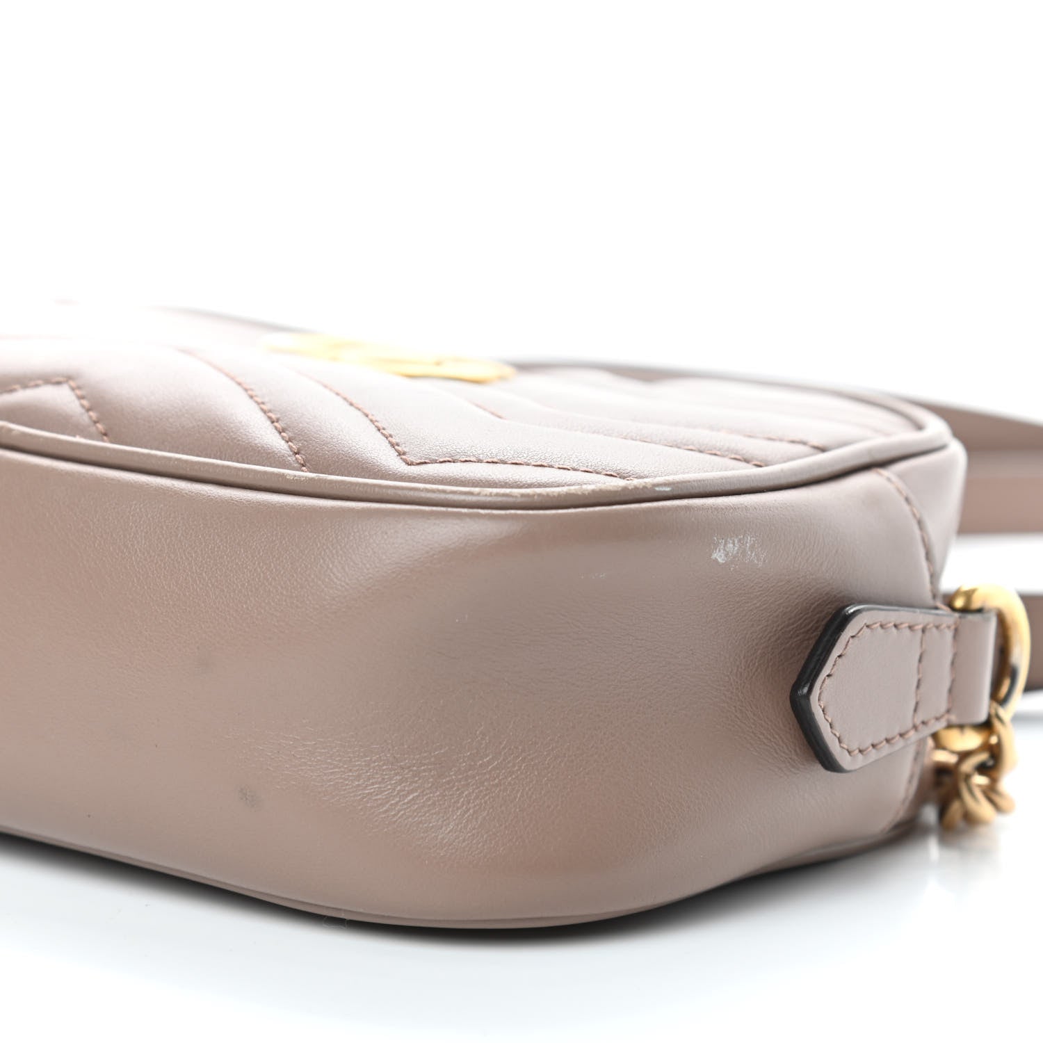 Gucci Calfskin Matelasse Mini GG Marmont Chain Shoulder Bag Porcelain Rose 9 of 10