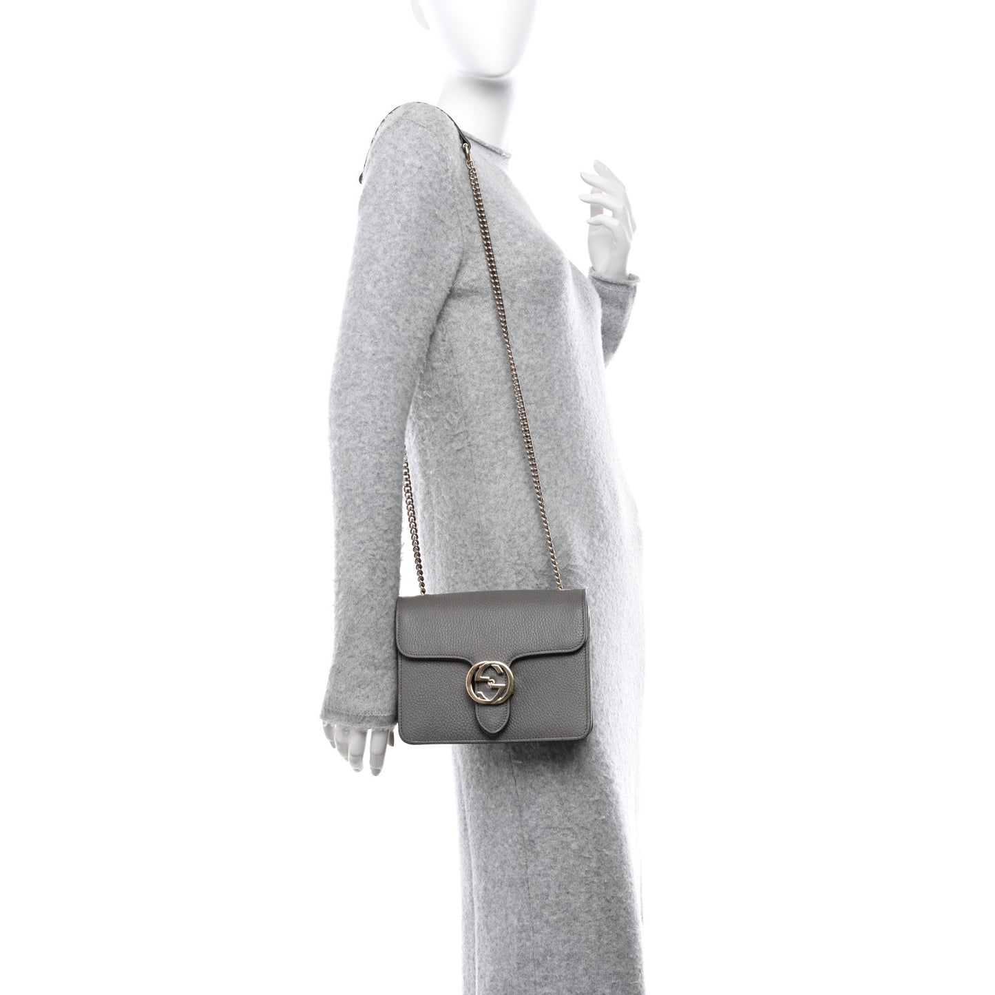 Dollar Calfskin Small Interlocking G Shoulder Bag Loess