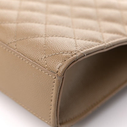 Saint Laurent Grain De Poudre Textured Mixed Matelasse Medium Triquilt Monogram Satchel Natural Tan 11 of 18