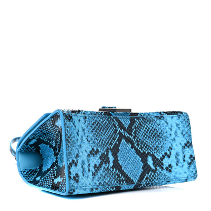 Balenciaga Shiny Calfskin Python Effect Small Hourglass Top Handle Bag Azur Black 4 of 18