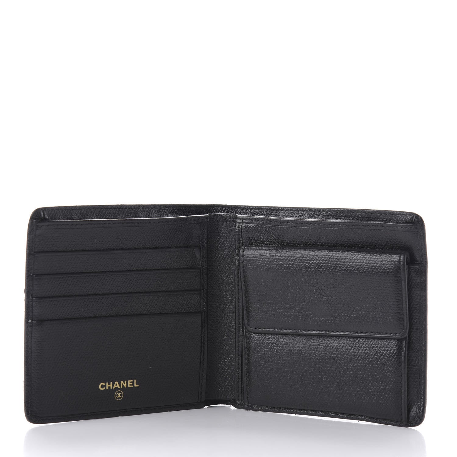 Chanel Grained Calfskin CC Button Bi-Fold Wallet Black 5 of 13