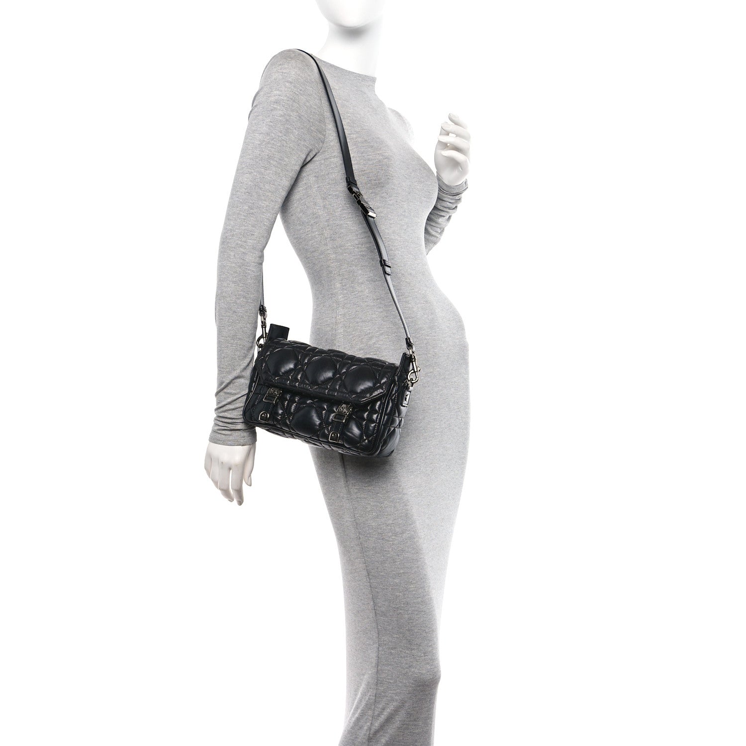 Christian Dior Calfskin Macrocannage Small Diorcamp Messenger Black 2 of 12