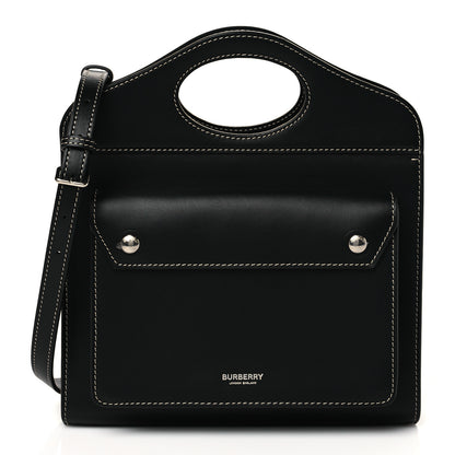 Burberry Smooth Calfskin Topstitched Mini Pocket Bag Black 1 of 9