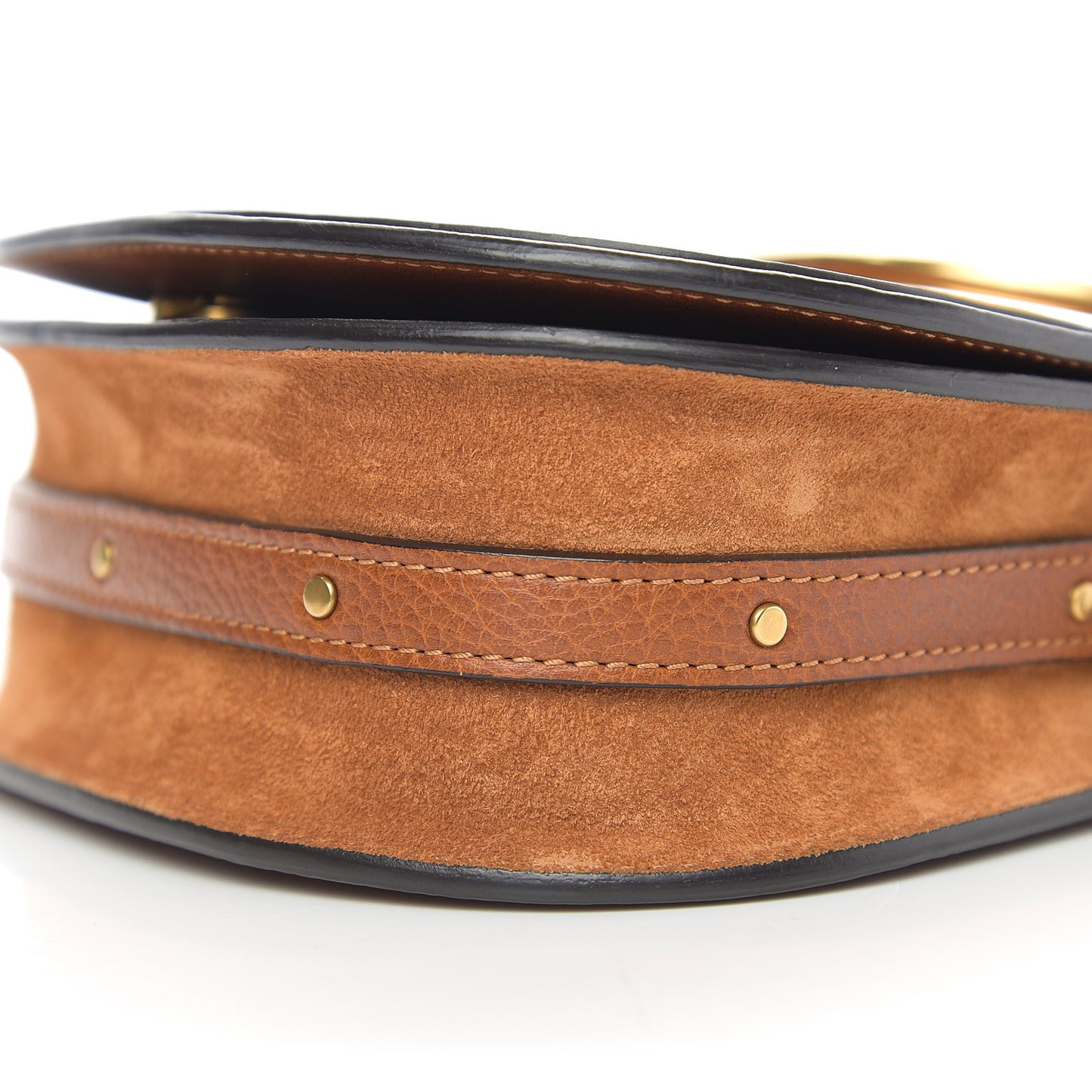 Calfskin Suede Small Nile Bracelet Bag Caramel