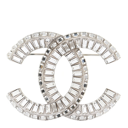 Chanel Baguette Crystal CC Brooch Silver 1 of 4
