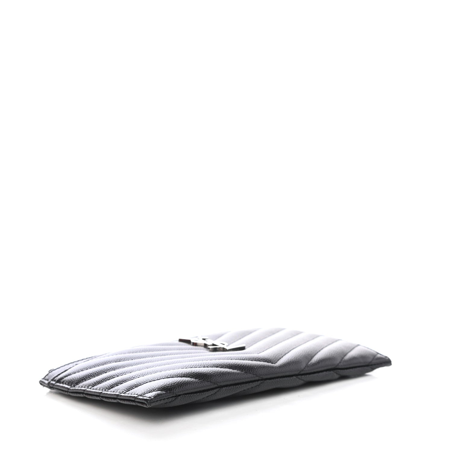 Saint Laurent Grain De Poudre Chevron Monogram Bill Pouch Black 3 of 4