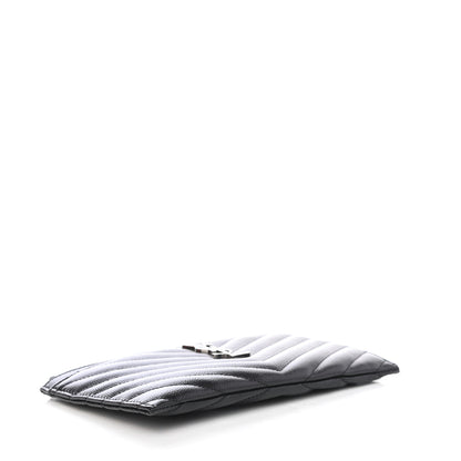 Saint Laurent Grain De Poudre Chevron Monogram Bill Pouch Black 3 of 4