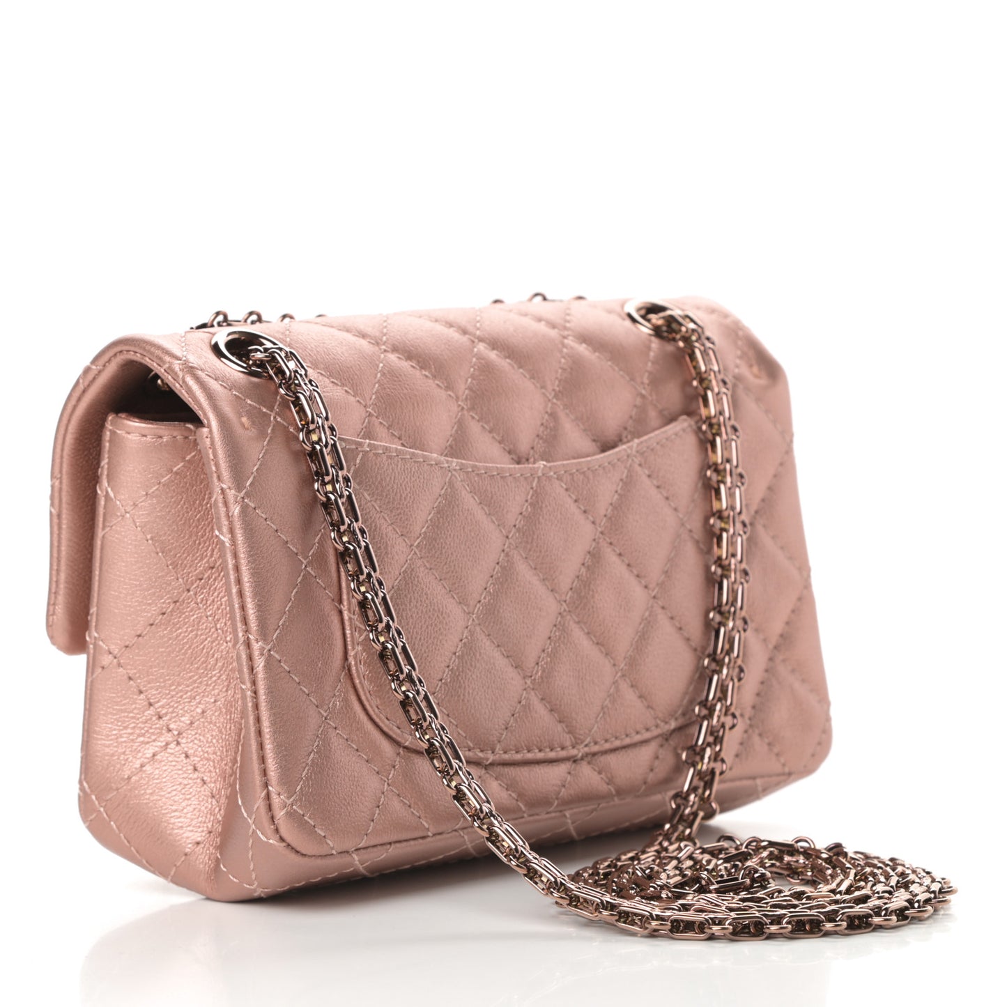Metallic Grained Calfskin Quilted 2.55 Reissue Mini Flap Copper Pink