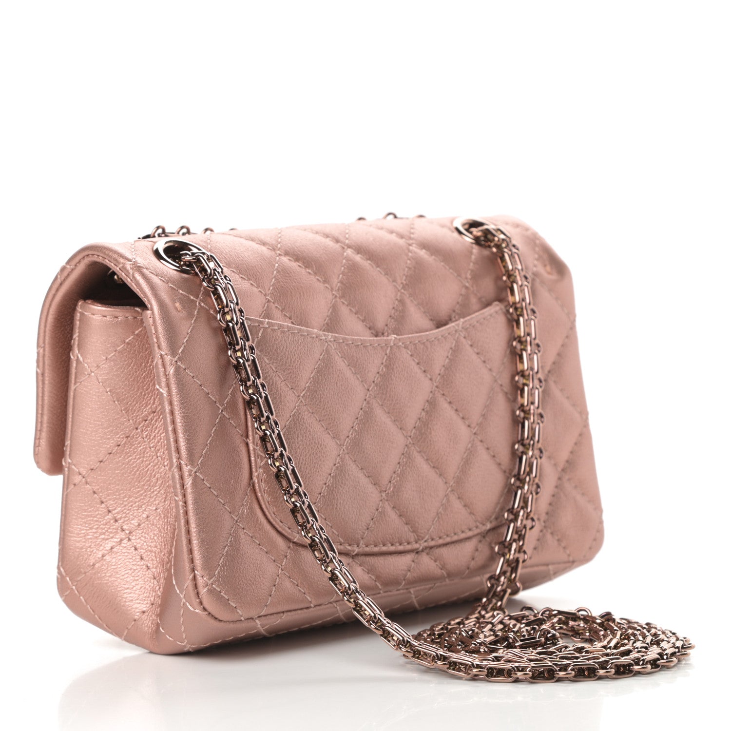 Chanel Metallic Grained Calfskin Quilted 2.55 Reissue Mini Flap Copper Pink 3 of 11