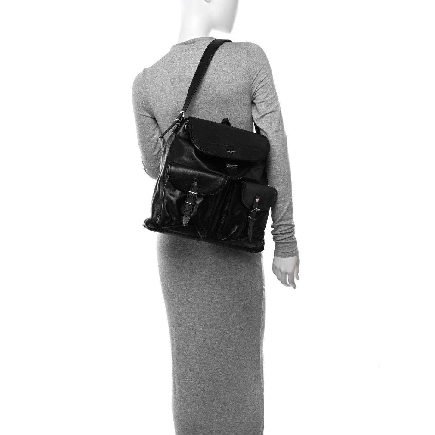 Calfskin Shoulder Backpack Bag Black