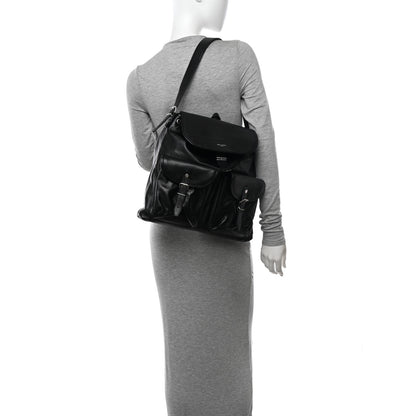 Saint Laurent Calfskin Shoulder Backpack Bag Black 2 of 10