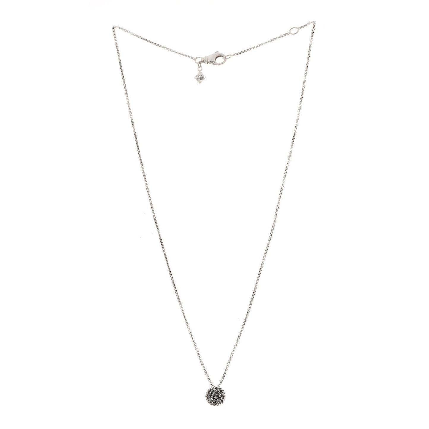Sterling Silver Black Diamond 8mm Petite Chatelaine Pendant Necklace