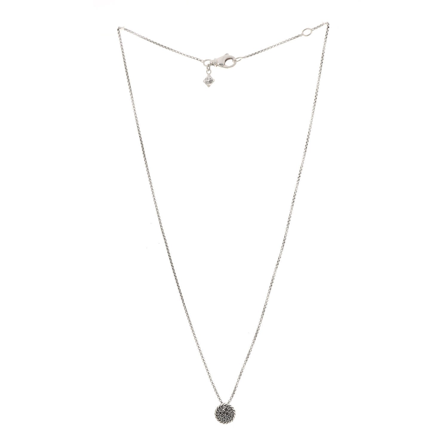 David Yurman Sterling Silver Black Diamond 8mm Petite Chatelaine Pendant Necklace 3 of 5