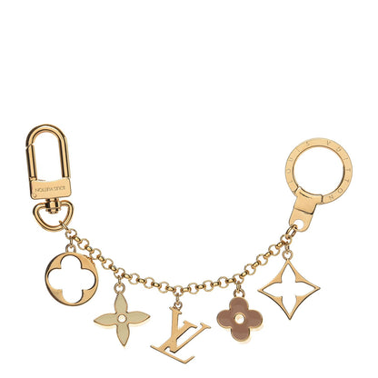 Louis Vuitton Brass Enamel Fleur De Monogram Bag Charm Chain Gold 1 of 3