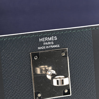 Hermes Epsom Sombrero Taurillon Clemence Kellygraphie Lettre H Kelly Sellier 28 Vert Cypress Bleu Obscur Malachite Bleu Encre 6 of 13