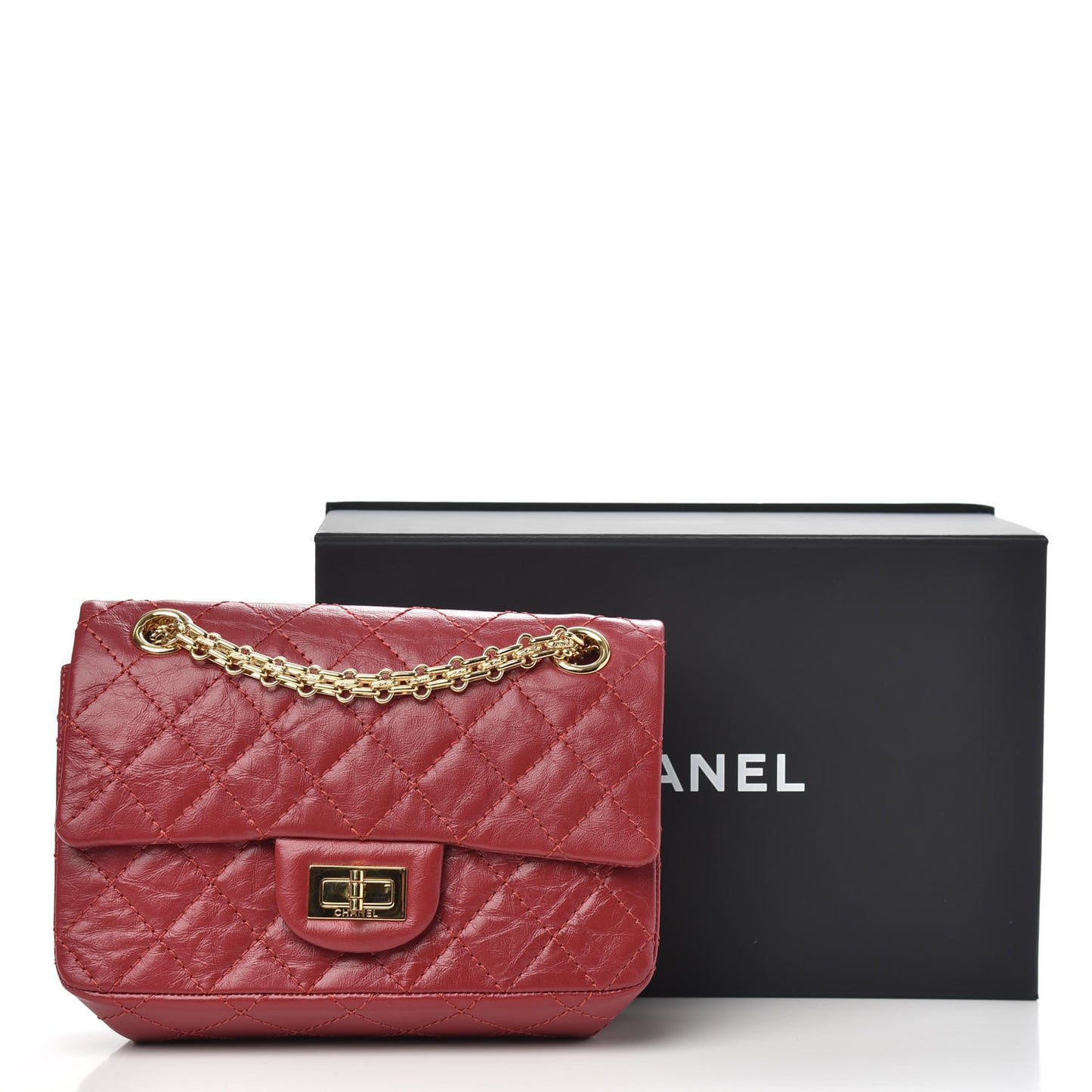 Aged Calfskin Quilted 2.55 Reissue Mini Flap Red