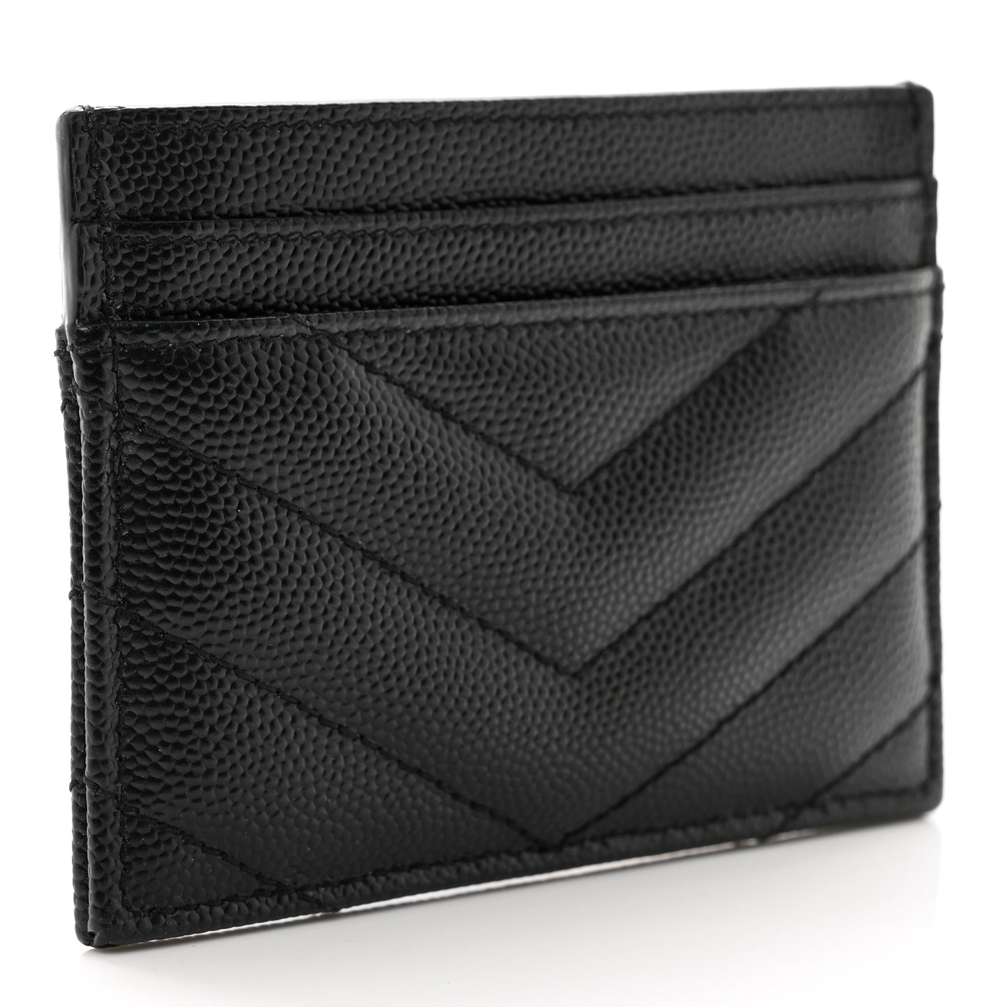 Grain De Poudre Matelasse Chevron Monogram Credit Card Case Black