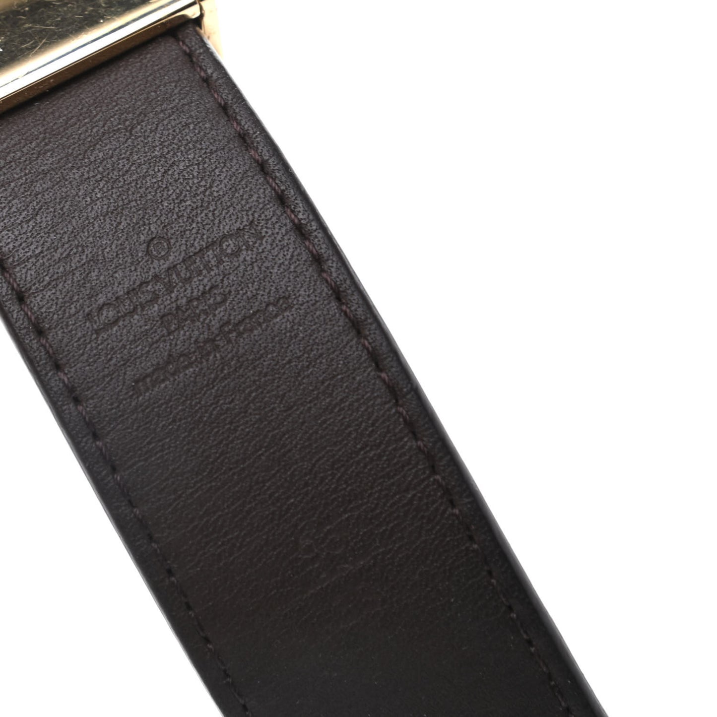 Damier Ebene LV Paris Buckle Belt 95 38 Gold