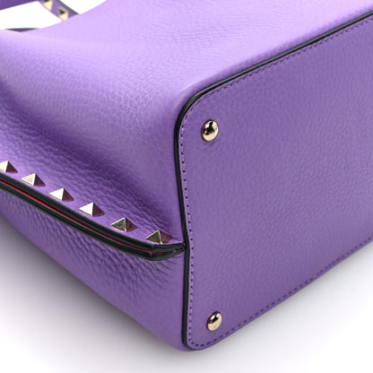 Valentino Garavani Pebbled Calfskin Small Rockstud Crossbody Tote Purple 8 of 9