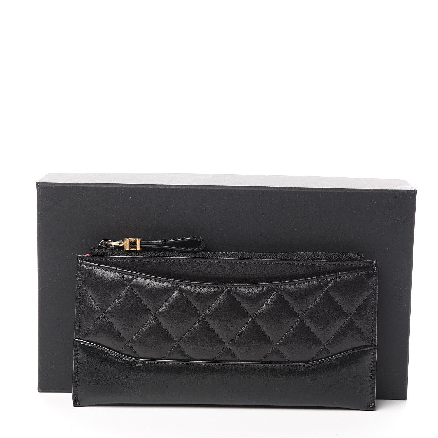 Chanel Aged Calfskin Quilted Gabrielle Zip Pouch Black 7 of 7