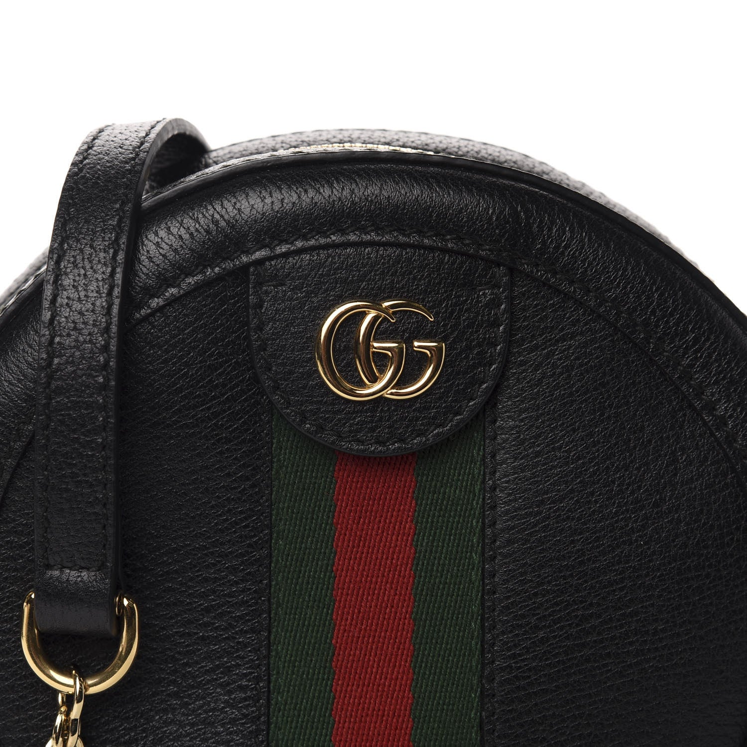 Gucci Grained Calfskin Web Mini Ophidia Round Shoulder Bag Black 10 of 10