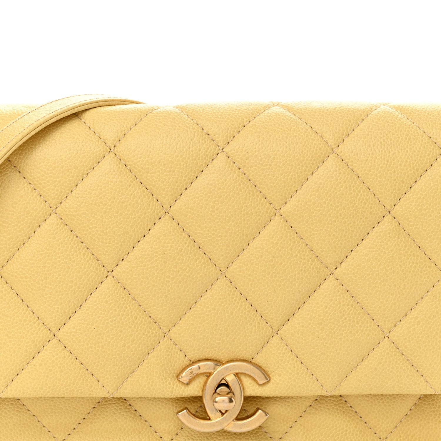 Chanel Shiny Caviar Quilted Large Chain Melody Flap Yellow 8 of 11
