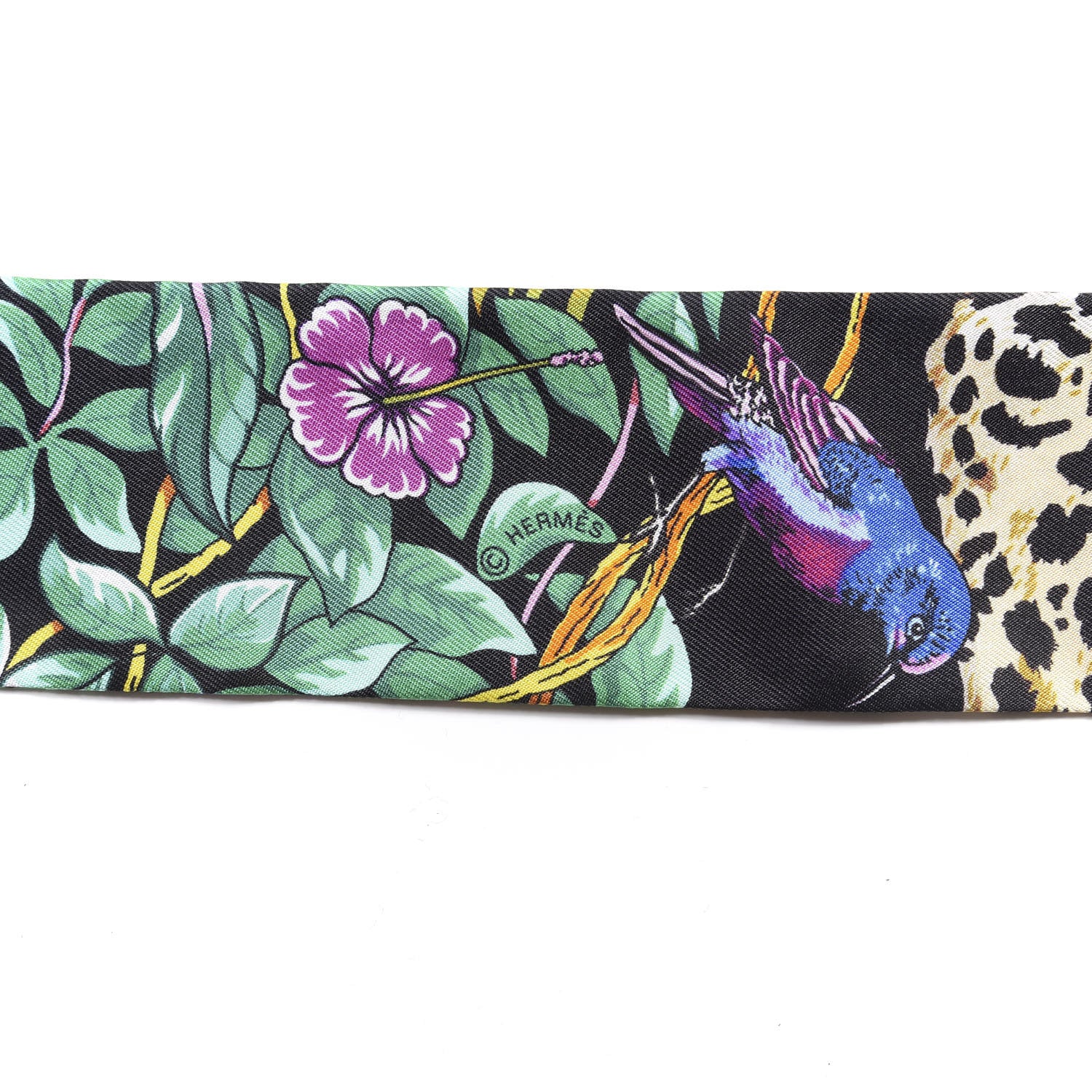 Hermes Silk Jungle Love Love Twilly Black Vert Rose Vif 3 of 5