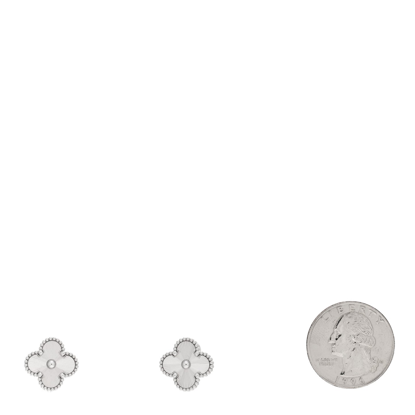 18K White Gold Guilloche Vintage Alhambra Earrings