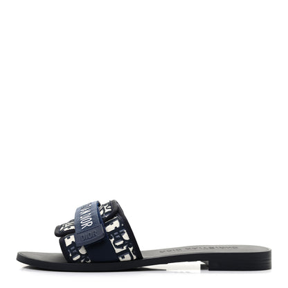 Christian Dior Nylon Oblique Dio(r)evolution Slide Sandals 41 Deep Blue 1 of 7