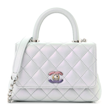 Chanel Iridescent Caviar Quilted Extra Mini Coco Handle Flap Light Blue 1 of 11