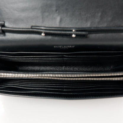 Saint Laurent Crocodile Embossed Calfskin Monogram Chain Wallet Black 5 of 9