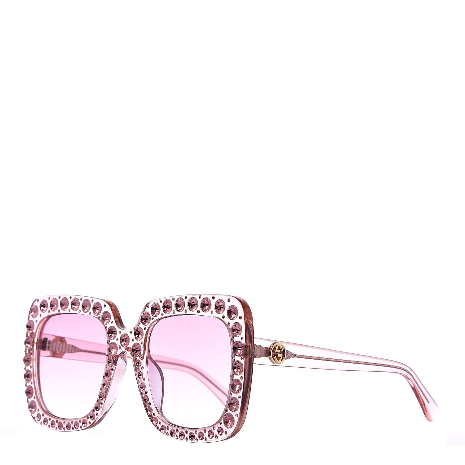 Gucci Crystal Square Frame Sunglasses GG0148S Pink 1 of 8