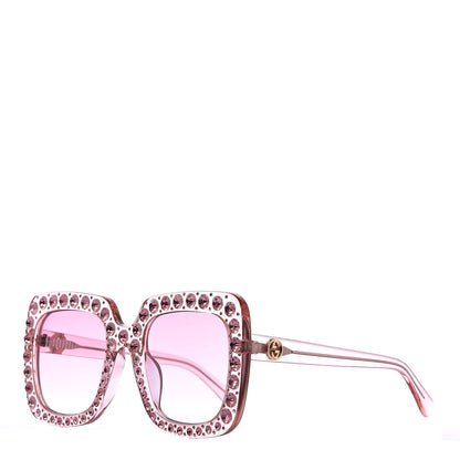 Gucci Crystal Square Frame Sunglasses GG0148S Pink 1 of 8