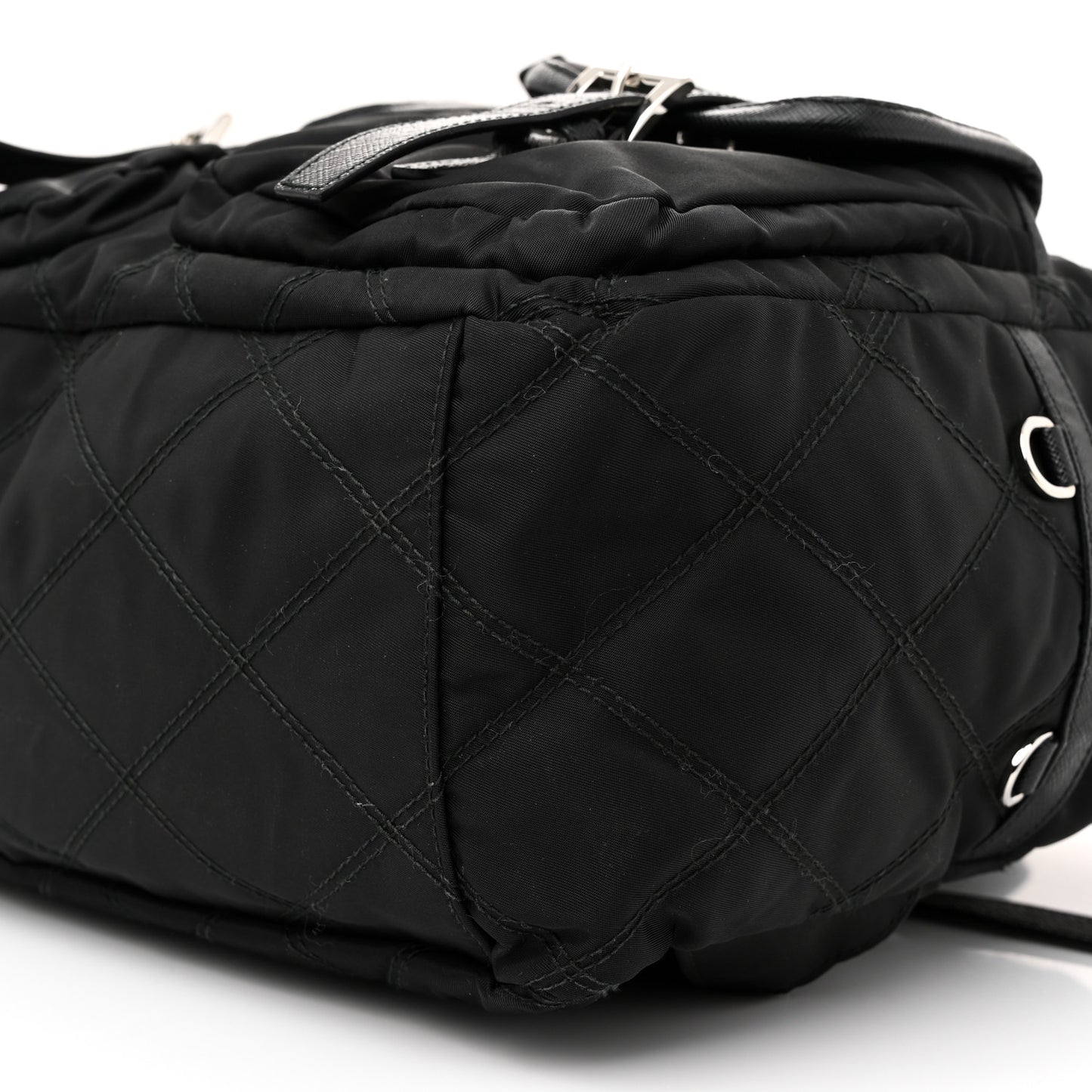 Tessuto Nylon Saffiano Vela Quilted Backpack Black