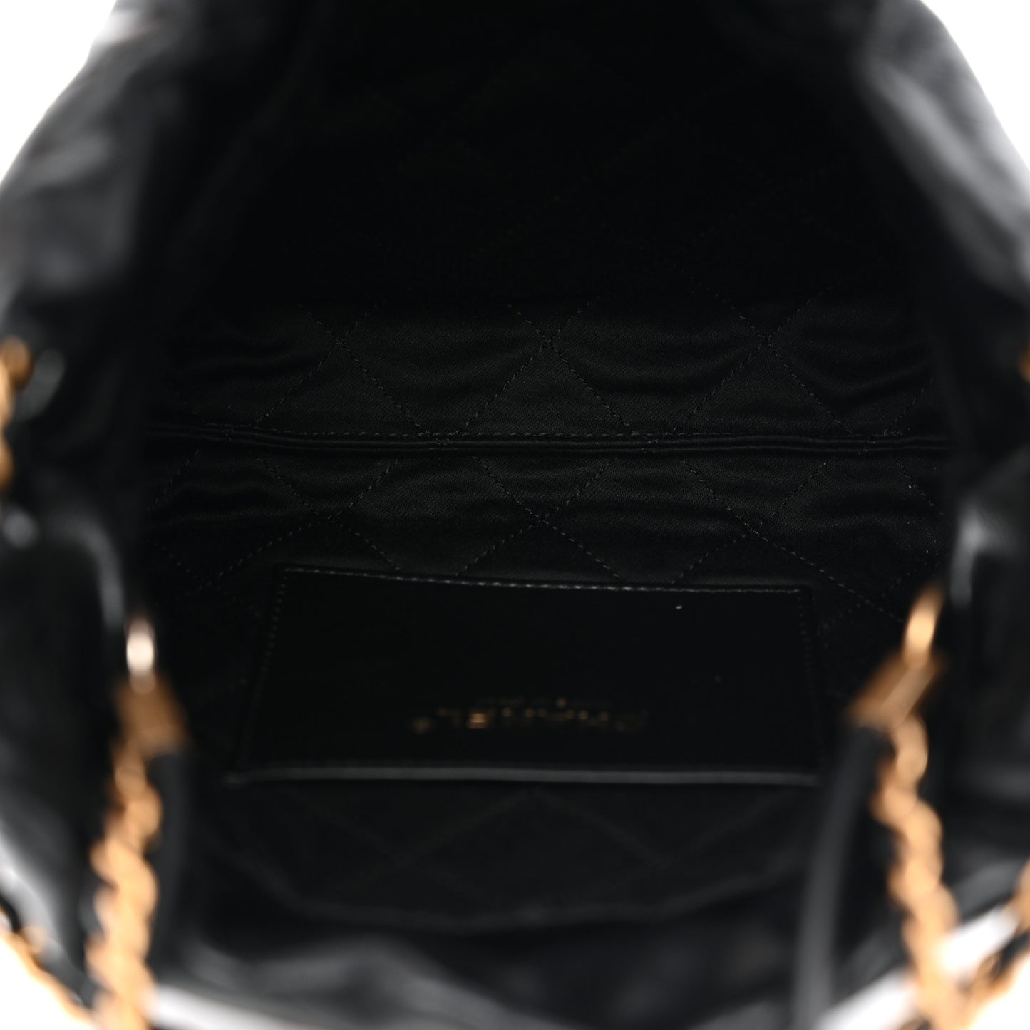 Shiny Calfskin Quilted Mini Chanel 22 Black