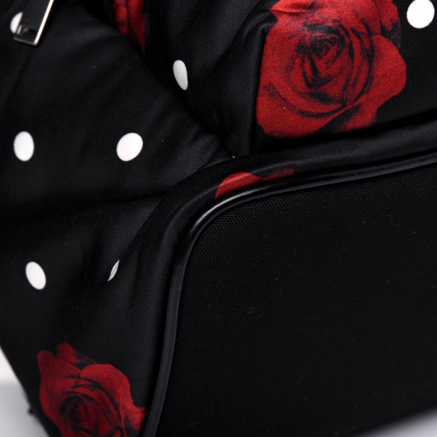 Satin Rose Print Mini City Backpack Black