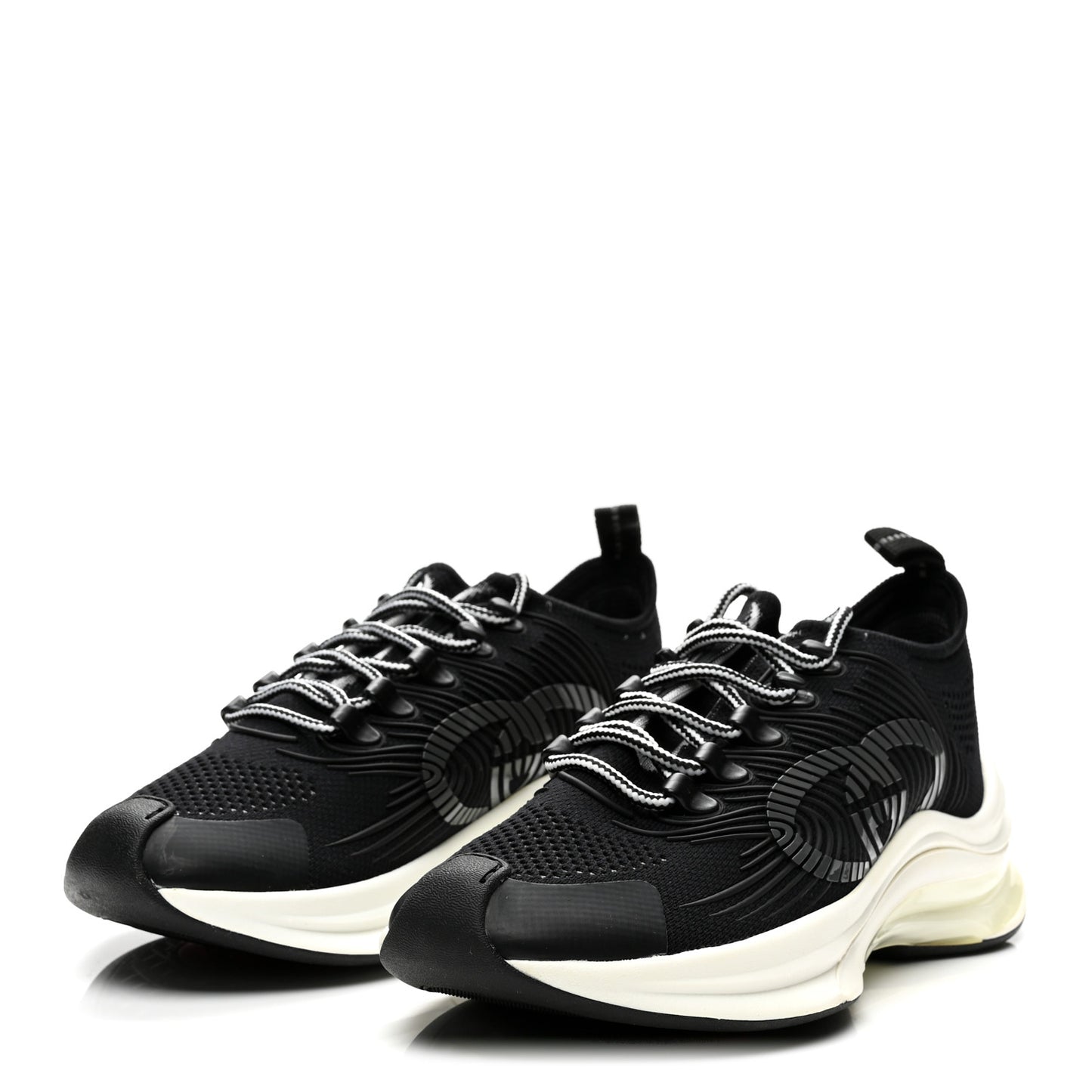 Technical Knit Fabric Waves Womens Gucci Run Sneakers 37 Black Loess
