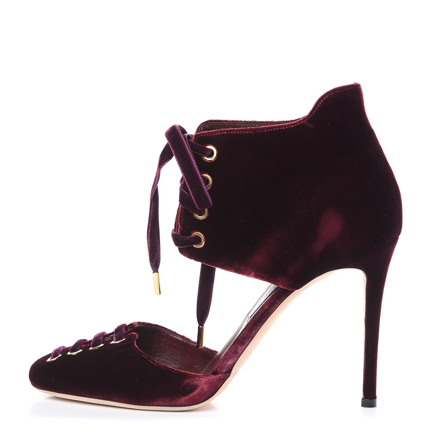 Jimmy Choo Velvet Lace Up Mari 100 Pumps 40.5 Bordeaux 1 of 13
