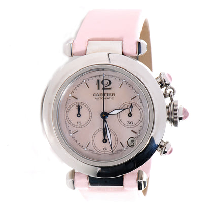 Cartier Stainless Steel Satin Mother of Pearl 35mm Miss Pasha Automatic Watch Pink 1 of 8