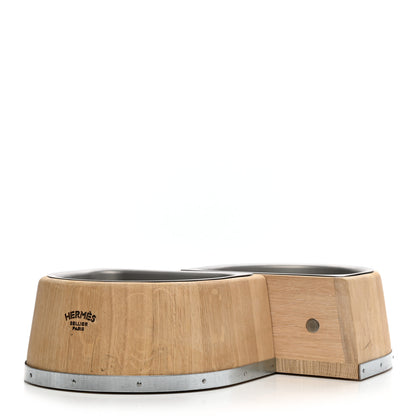 Hermes Oak Wood Large Chaine d'Ancre Dog Bowl Naturel 2 of 12