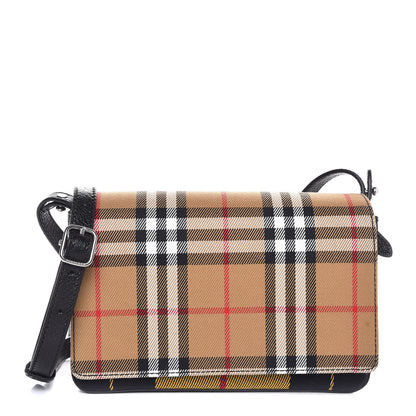 Burberry House Check Tartan Mix Hampshire Crossbody Antique Yellow Black 1 of 7