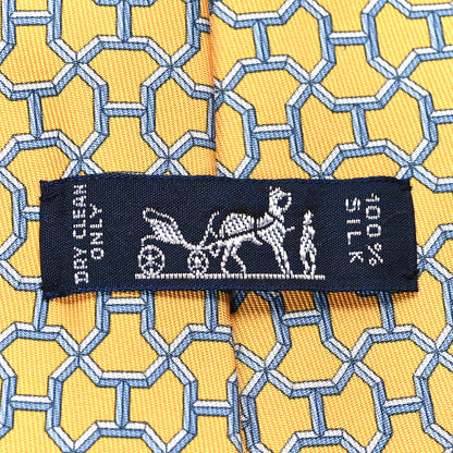 Hermes Silk Printed Mens Neck Tie Yellow 5 of 5