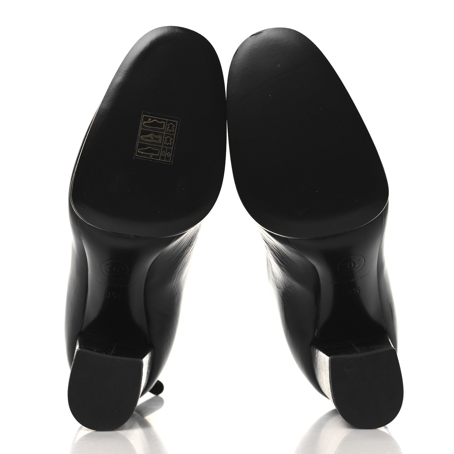 Chanel Shiny Crumpled Calfskin CC Cap Toe Ankle Boots 35.5 Black 6 of 10