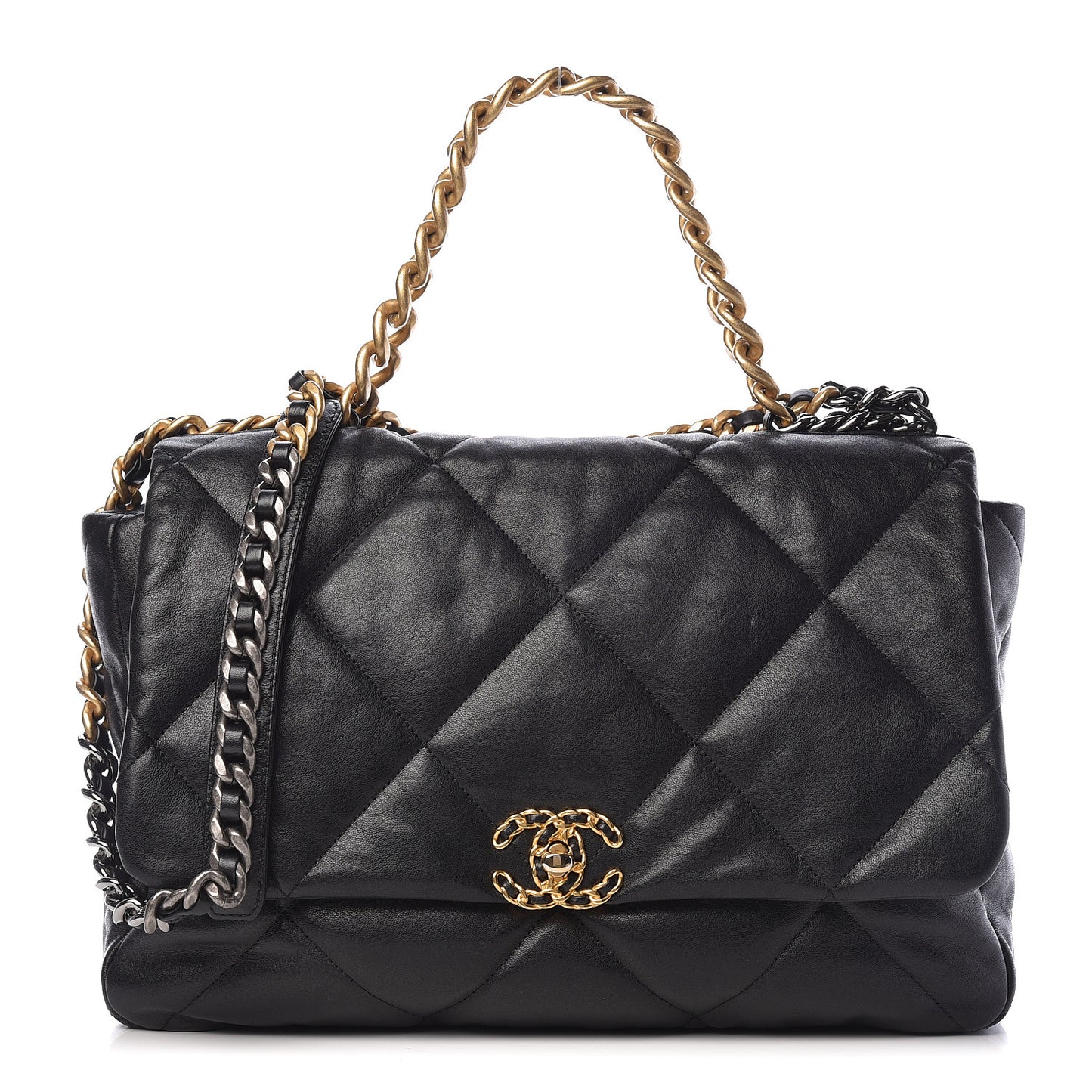 Goatskin Quilted Maxi 19 Flap Black